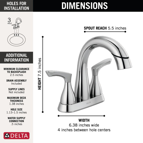 Delta Broadmoor Centerset Bathroom Faucet with Drain Assembly & Reviews